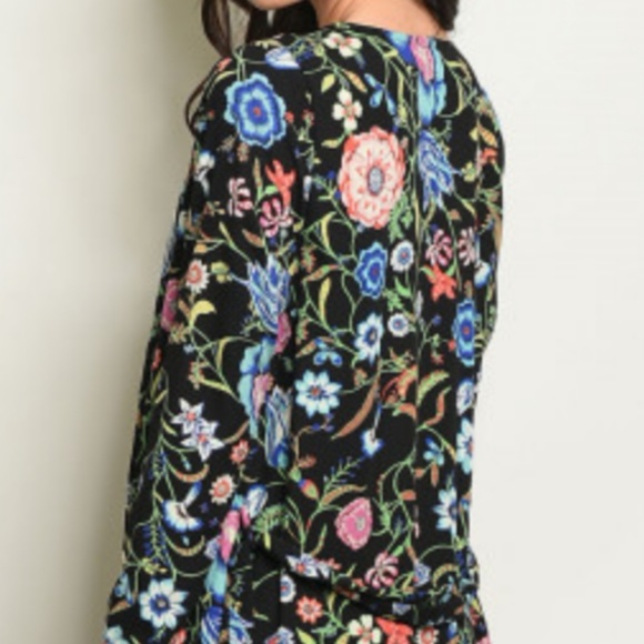 Sally Multi Color Floral Maxi Kimono Made In USA - Picture 3 of 7